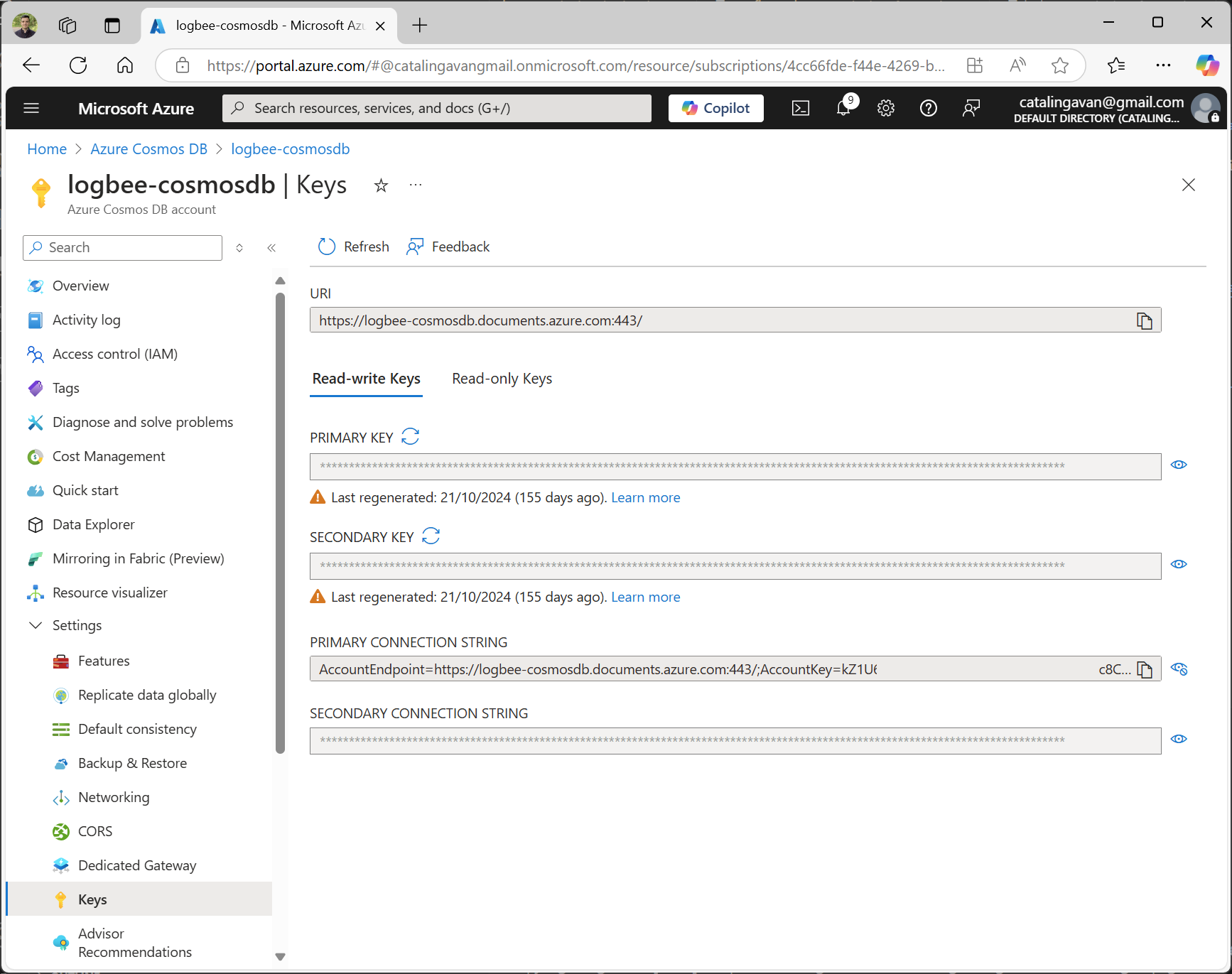 Azure Cosmos DB Connection String