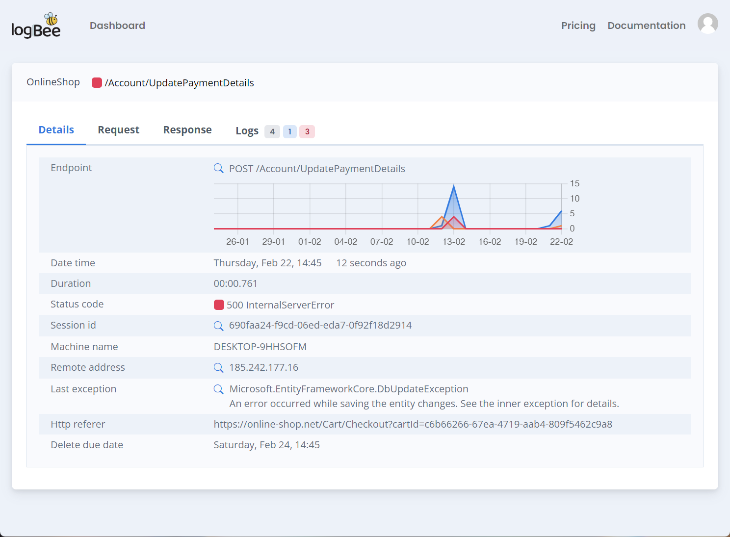 Logbee user interface