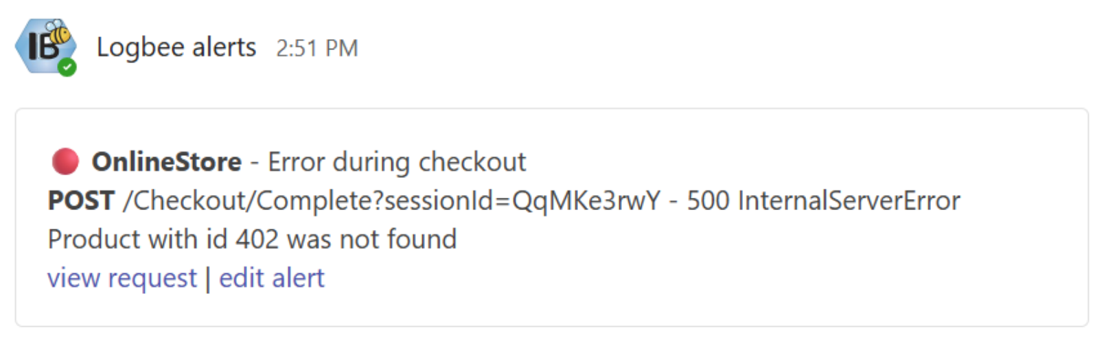 Logbee Microsoft Teams alert