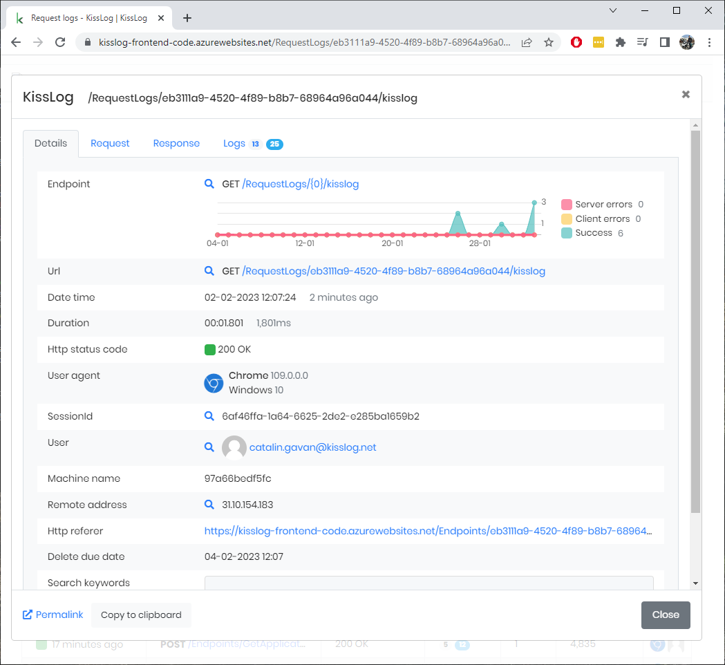 logBee.Frontend logs