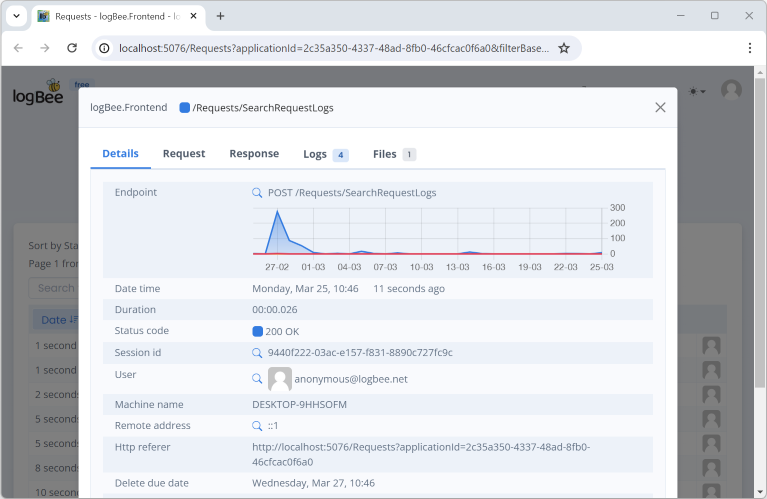 logbee.Frontend request